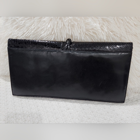 EXOTIC SNAKESKIN AND LEATHER CLUTCH BAG VINTAGE EUC - Picture 2 of 12